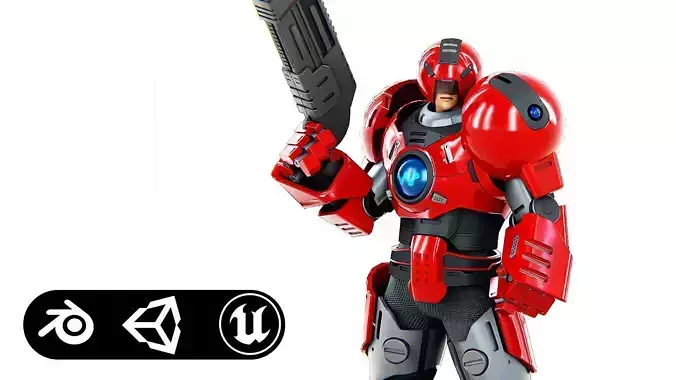 CYBER COP C-100  Rigged for Unreal Engine - Unity - MIXAMO