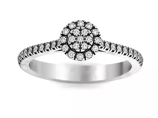 Diamond Halo Cluster Engagement Ring 1214