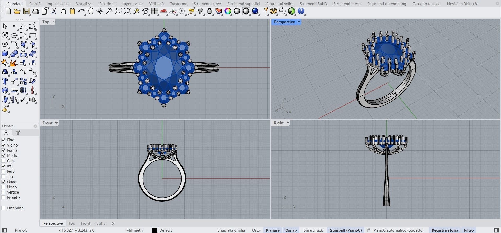 Flower ring 3D print model_3