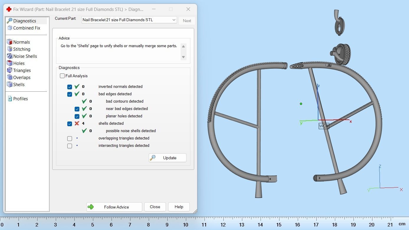 Juste un clou Bracelet 21 Size Full Diamonds N210 3D print model_9