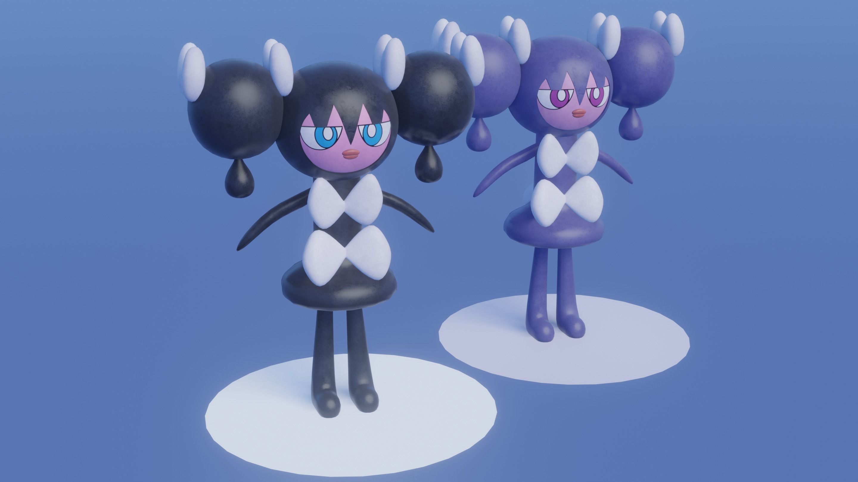 Pokemon Gothorita and Shiny version Rigged 3D model_1
