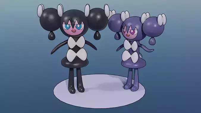 Pokemon Gothorita and Shiny version Rigged 3D model