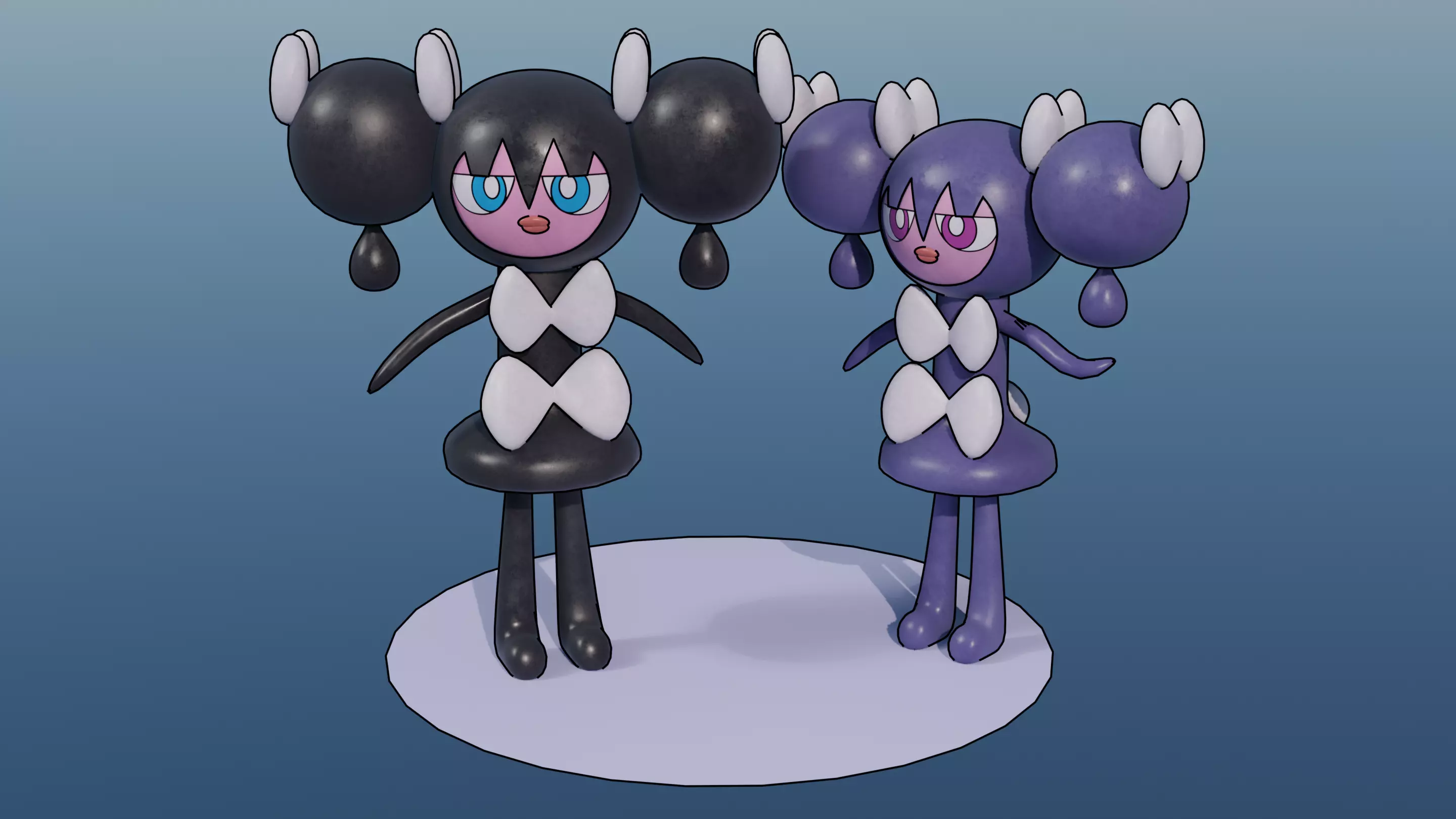 Pokemon Gothorita and Shiny version Rigged 3D model_0