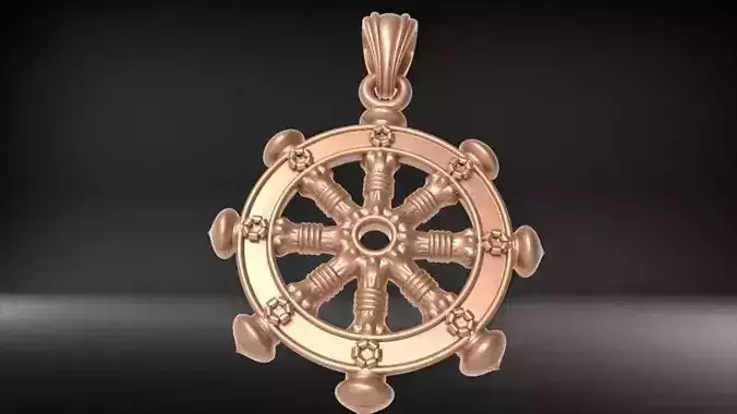 Ship Wheel Pendant necklace charm Bracelet Jewelry 3D print model