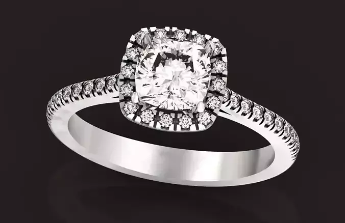 Cushion Cut Diamond Halo Engagement 1214