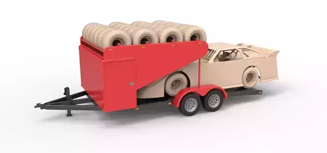 Vintage Open Trailer for Race Car Scale 1 to 25 3D print model