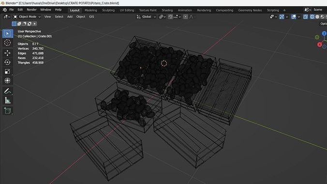 Potato Crates 3D model 2