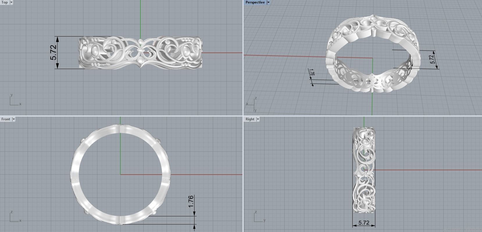 Ring with pattern  3D print model_6
