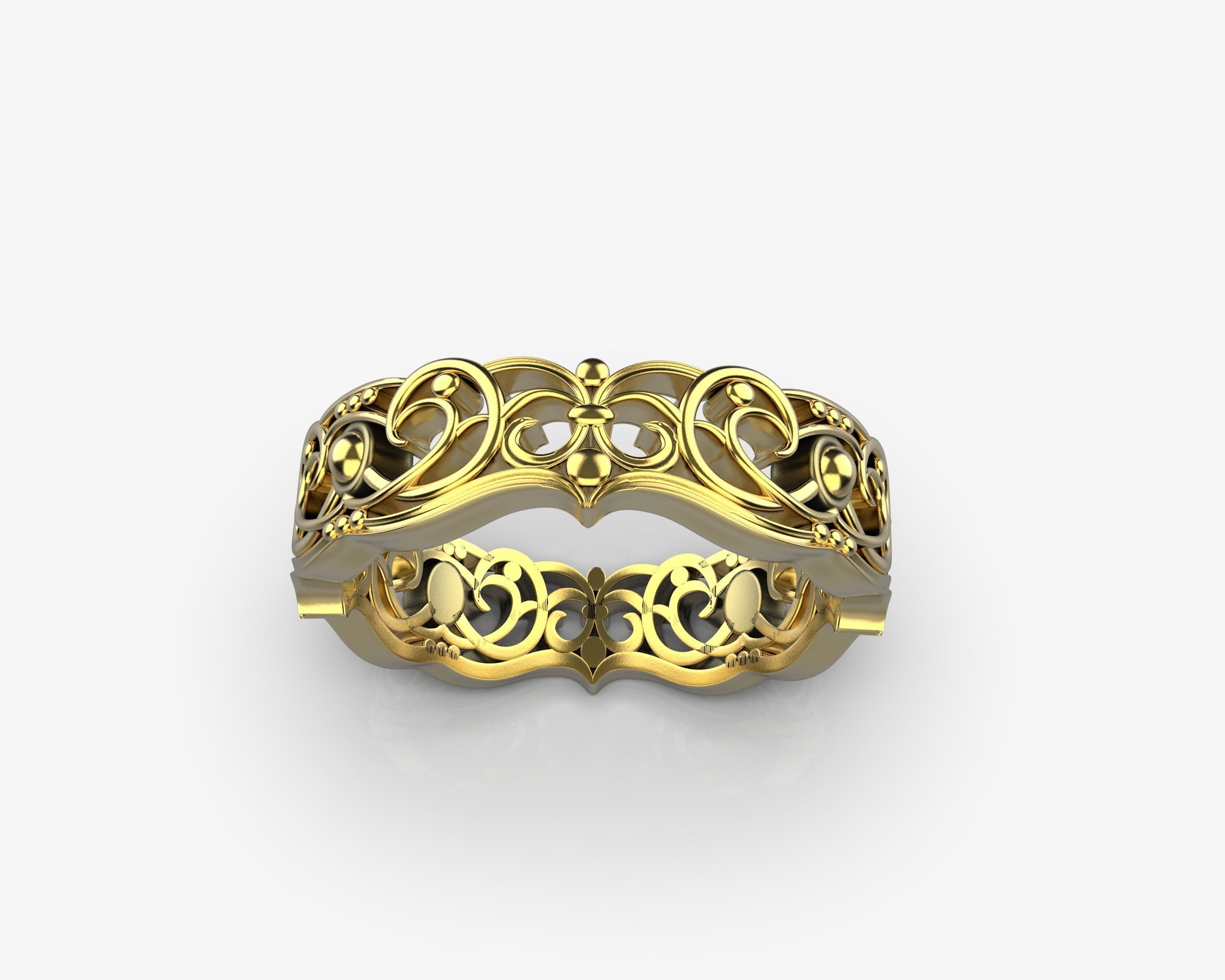 Ring with pattern  3D print model_3