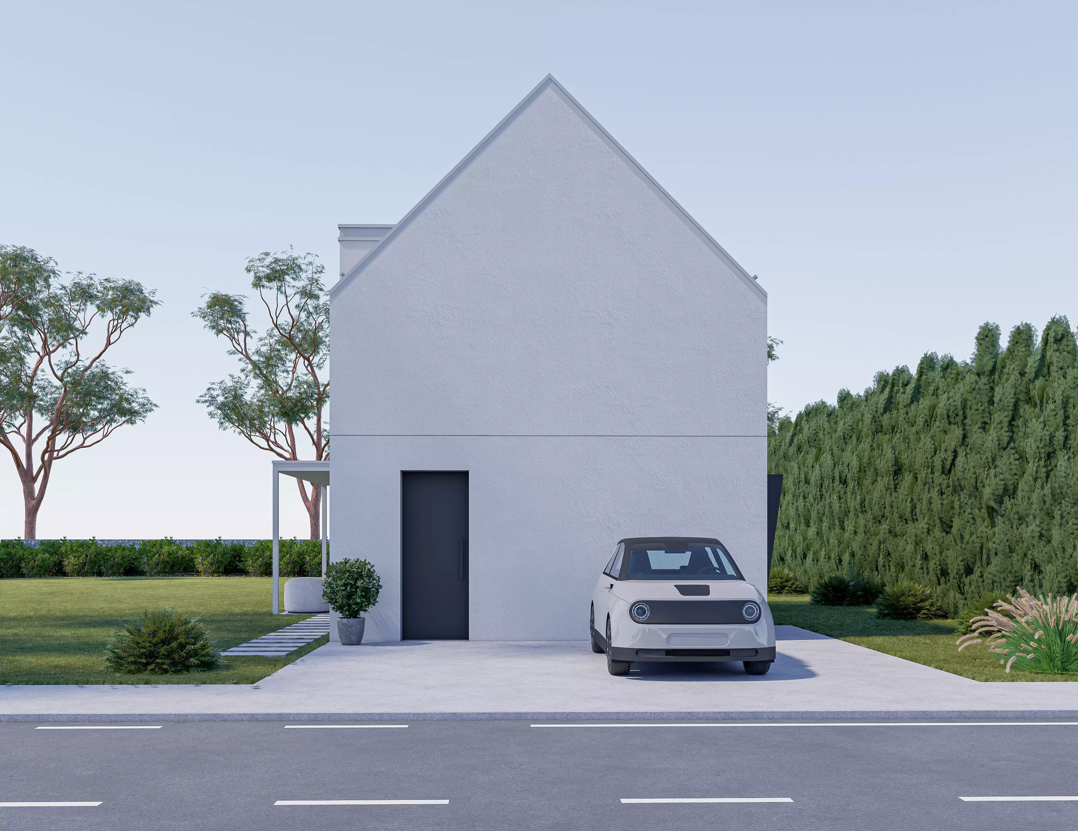 Family House 26 - Created with fully parametric Revit Families Low-poly 3D model