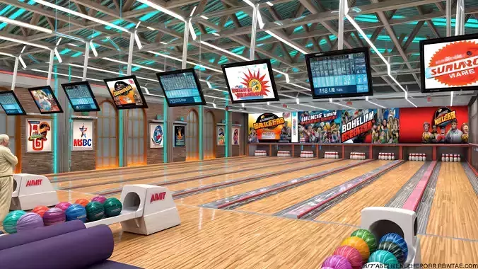 Bowling alley design Low-poly 3D model