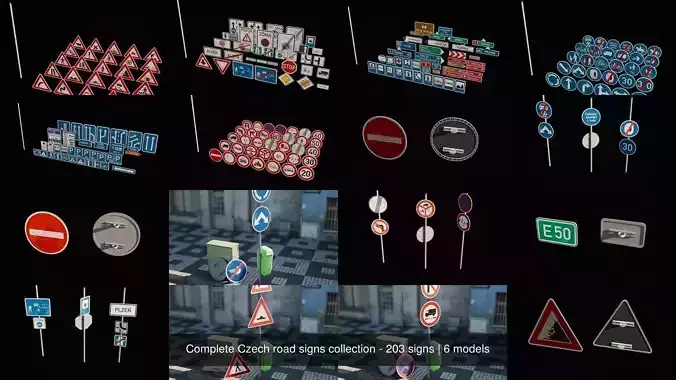 Complete Czech road signs collection - 203 signs