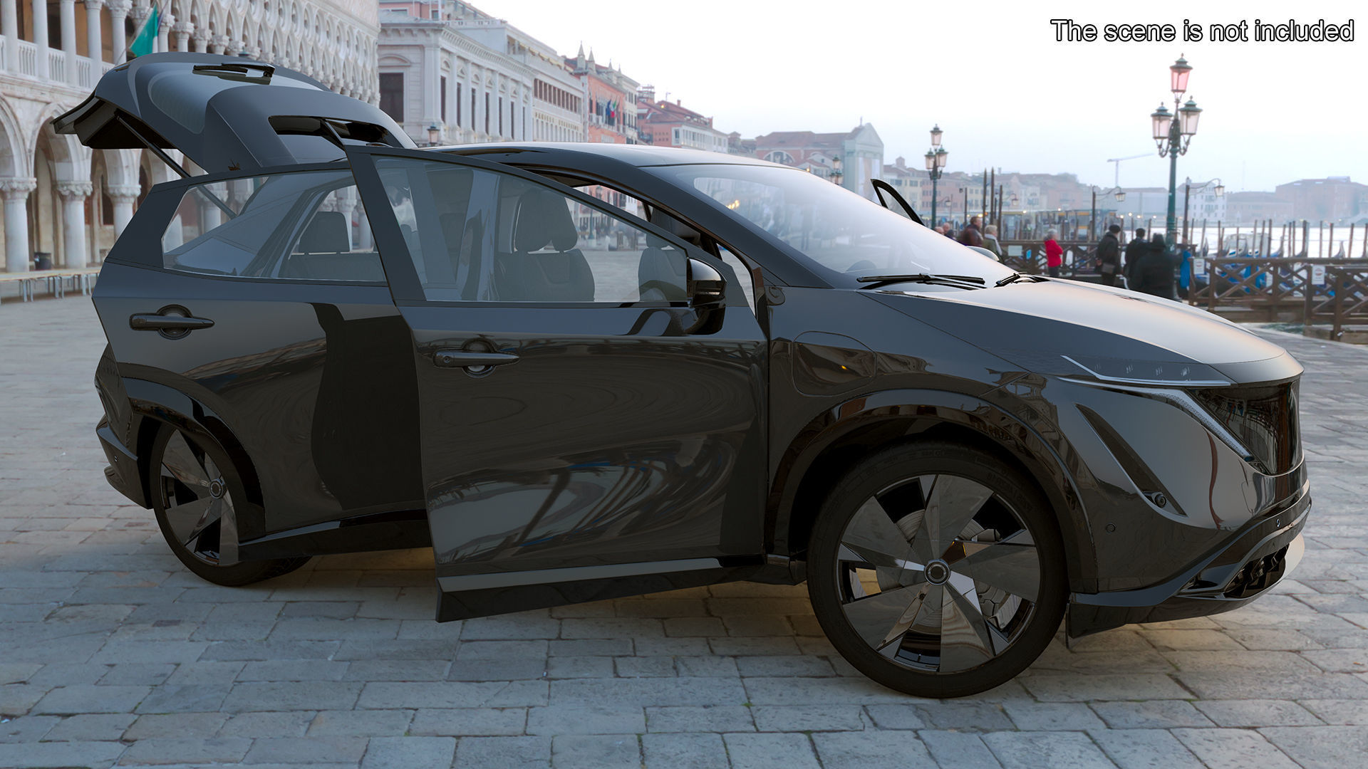 Modern Electric SUV Black Rigged 3D model