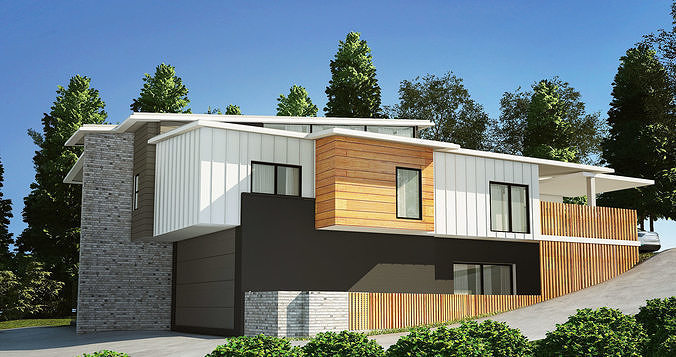 004403-Duplexes Houses  Low-poly 3D model
