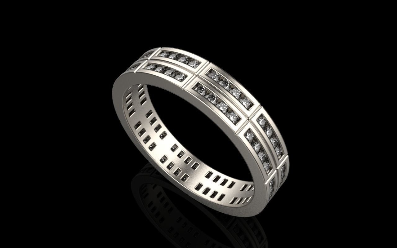 Channel set wedding ring model 844 3D print model_2