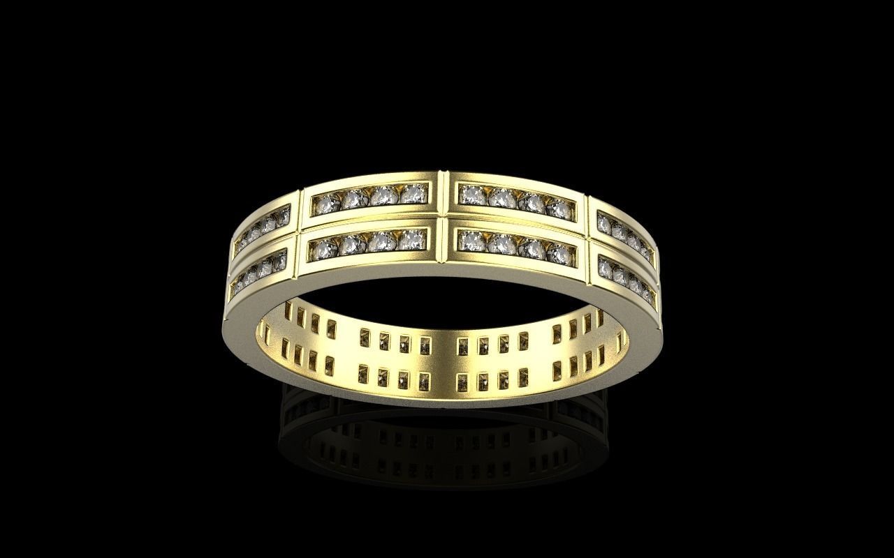 Channel set wedding ring model 844 3D print model_12