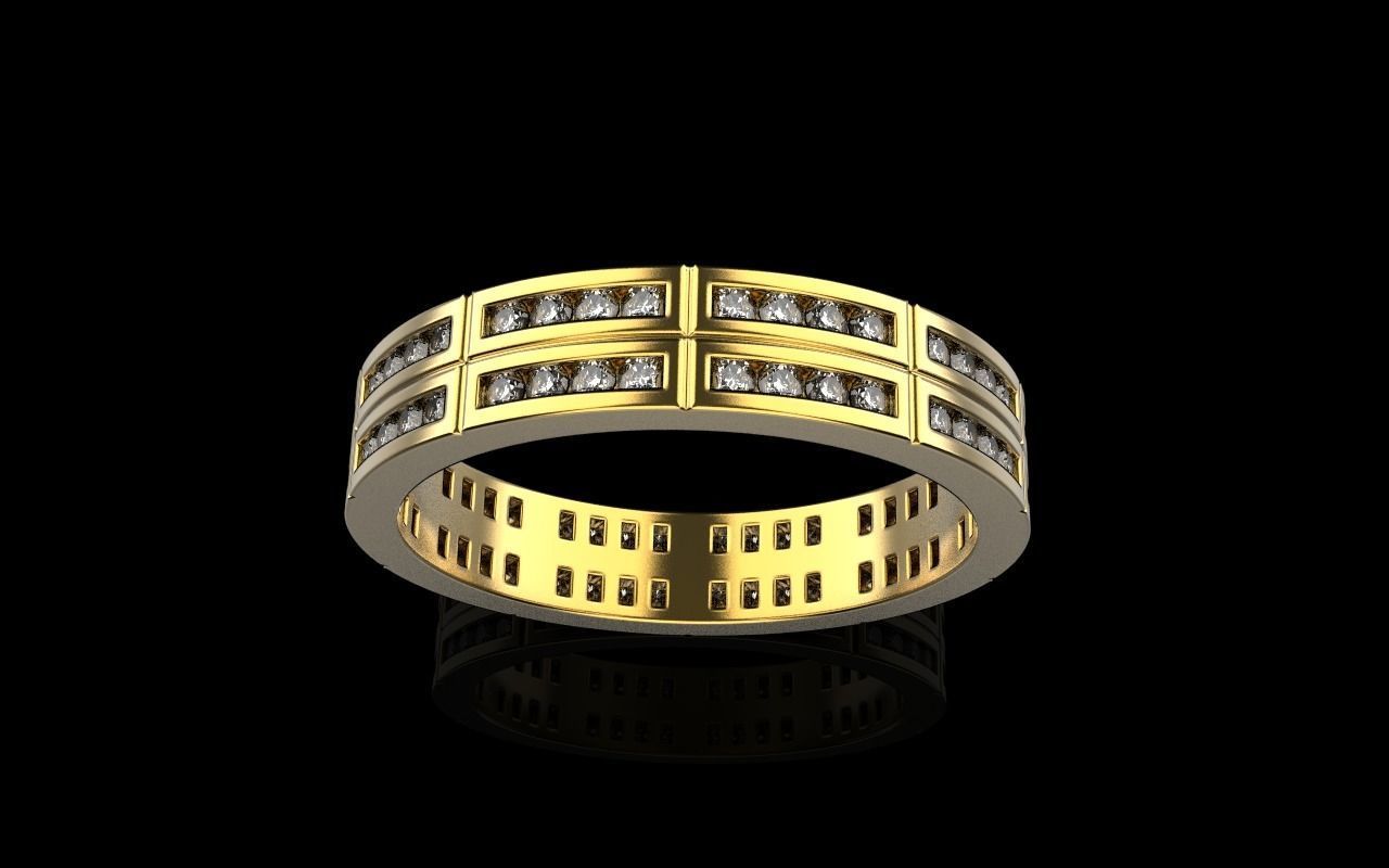 Channel set wedding ring model 844 3D print model_14