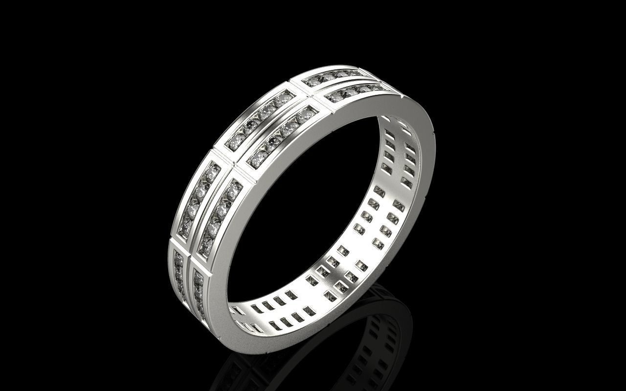 Channel set wedding ring model 844 3D print model_22