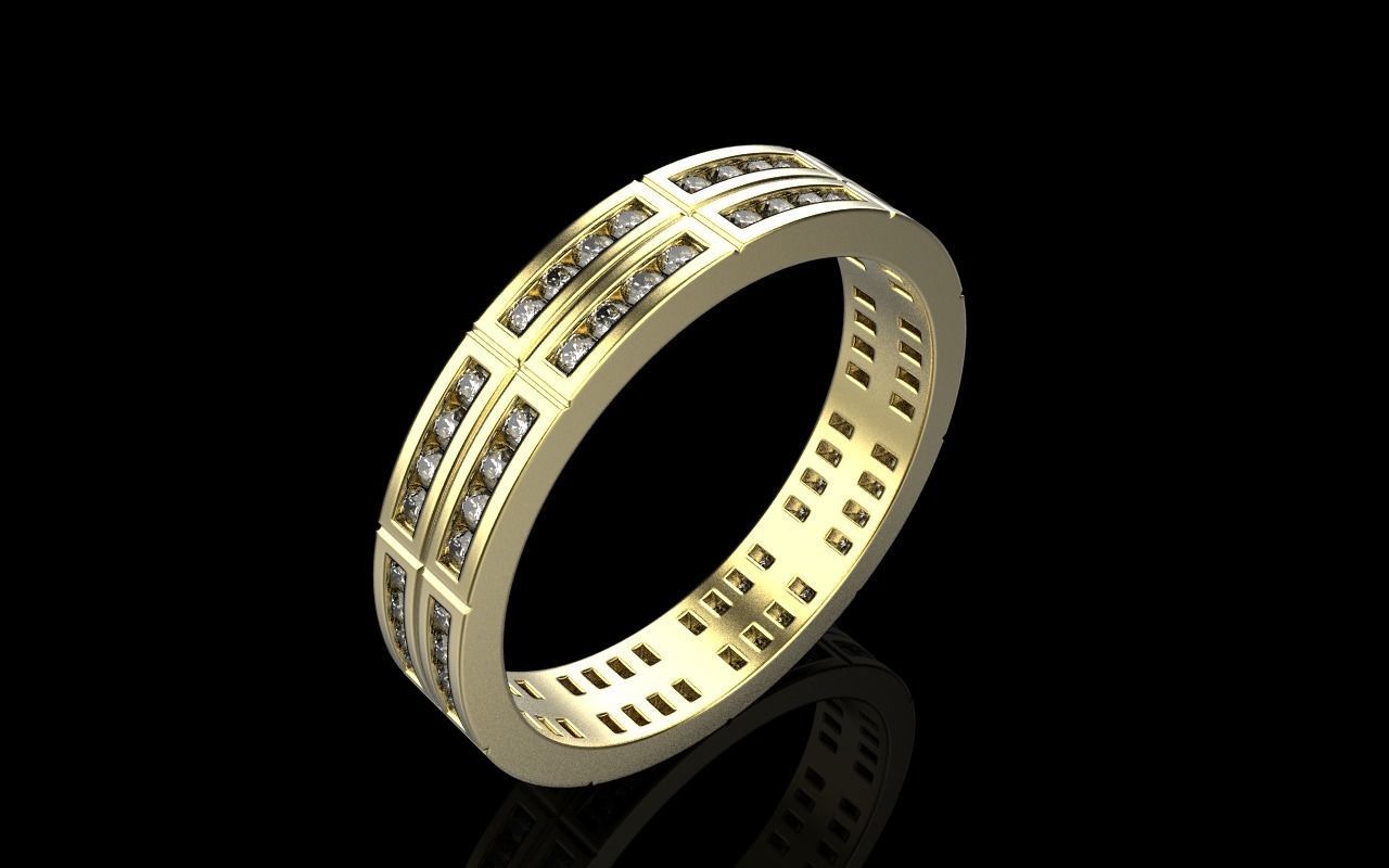 Channel set wedding ring model 844 3D print model_18