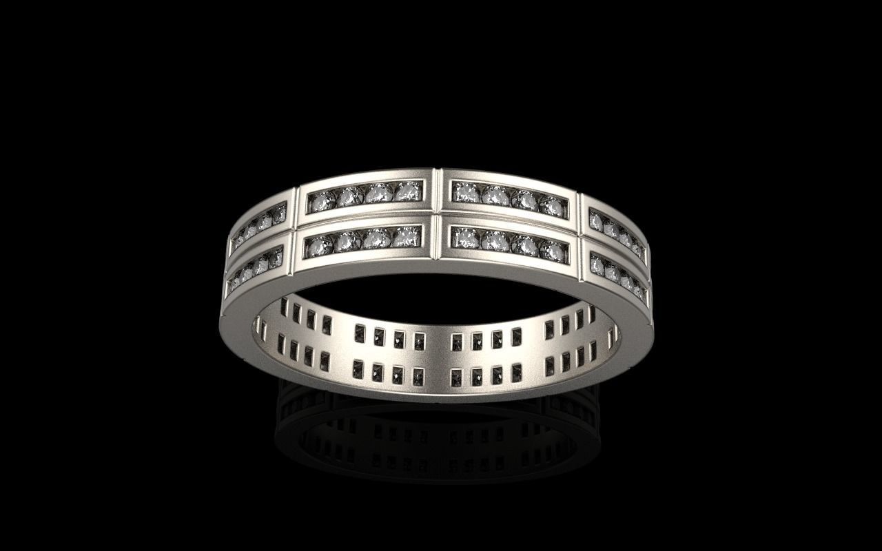 Channel set wedding ring model 844 3D print model_11