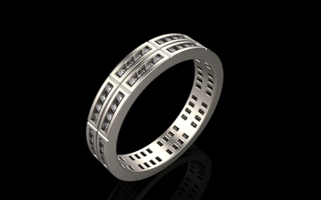 Channel set wedding ring model 844 3D print model_17