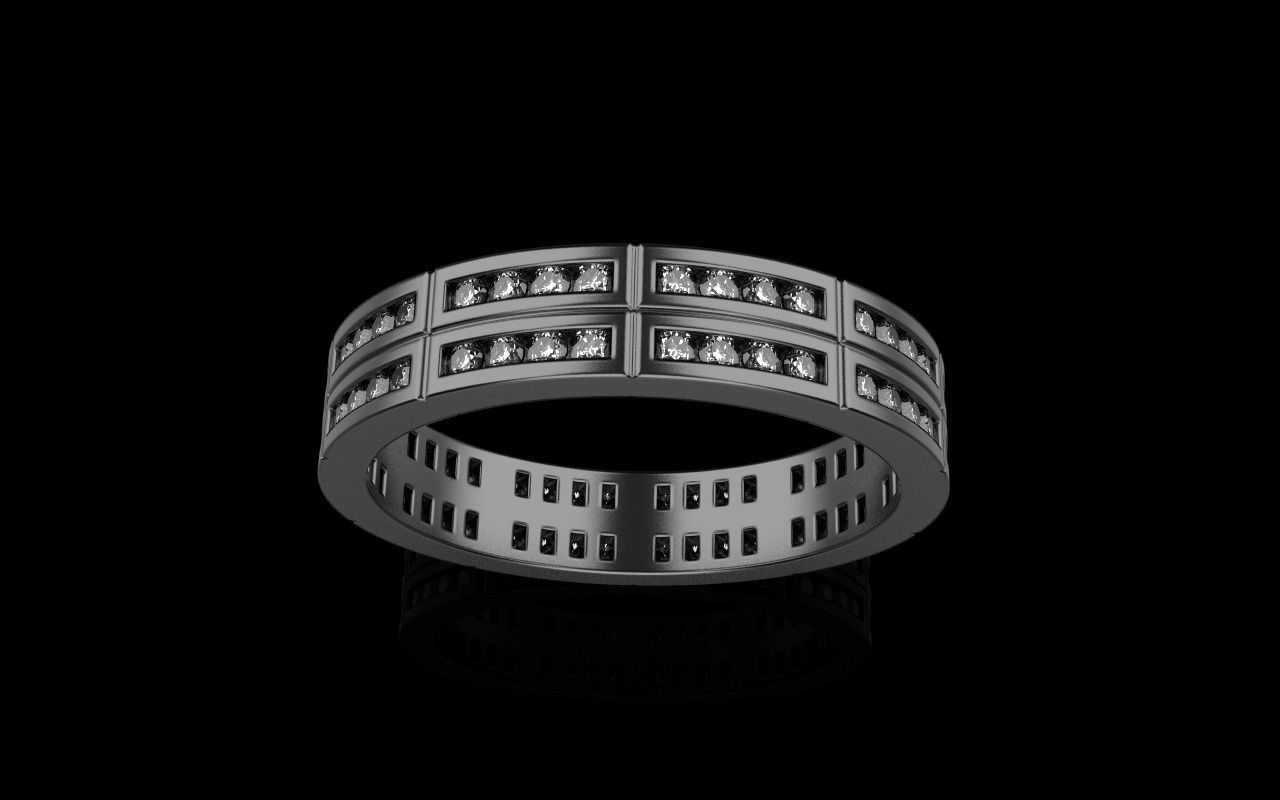 Channel set wedding ring model 844 3D print model_13