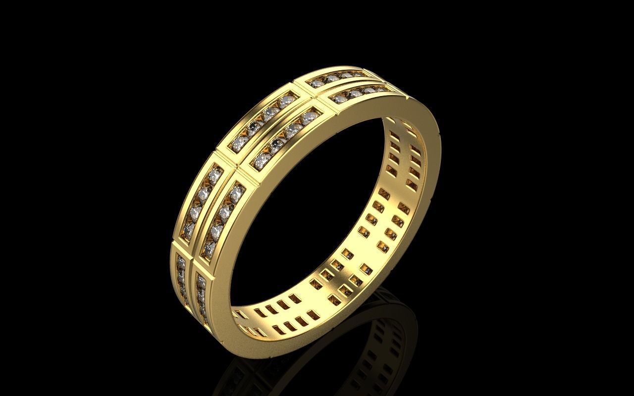 Channel set wedding ring model 844 3D print model_15