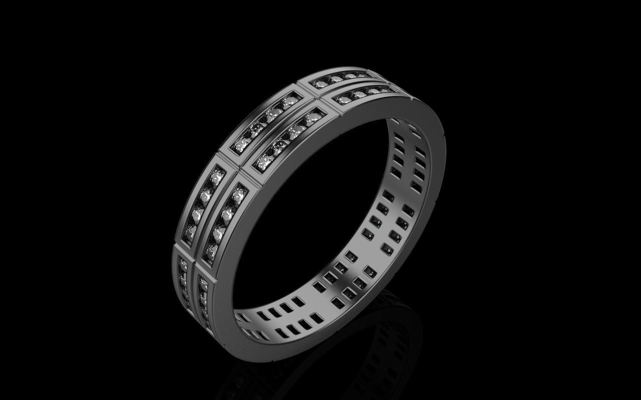 Channel set wedding ring model 844 3D print model_20
