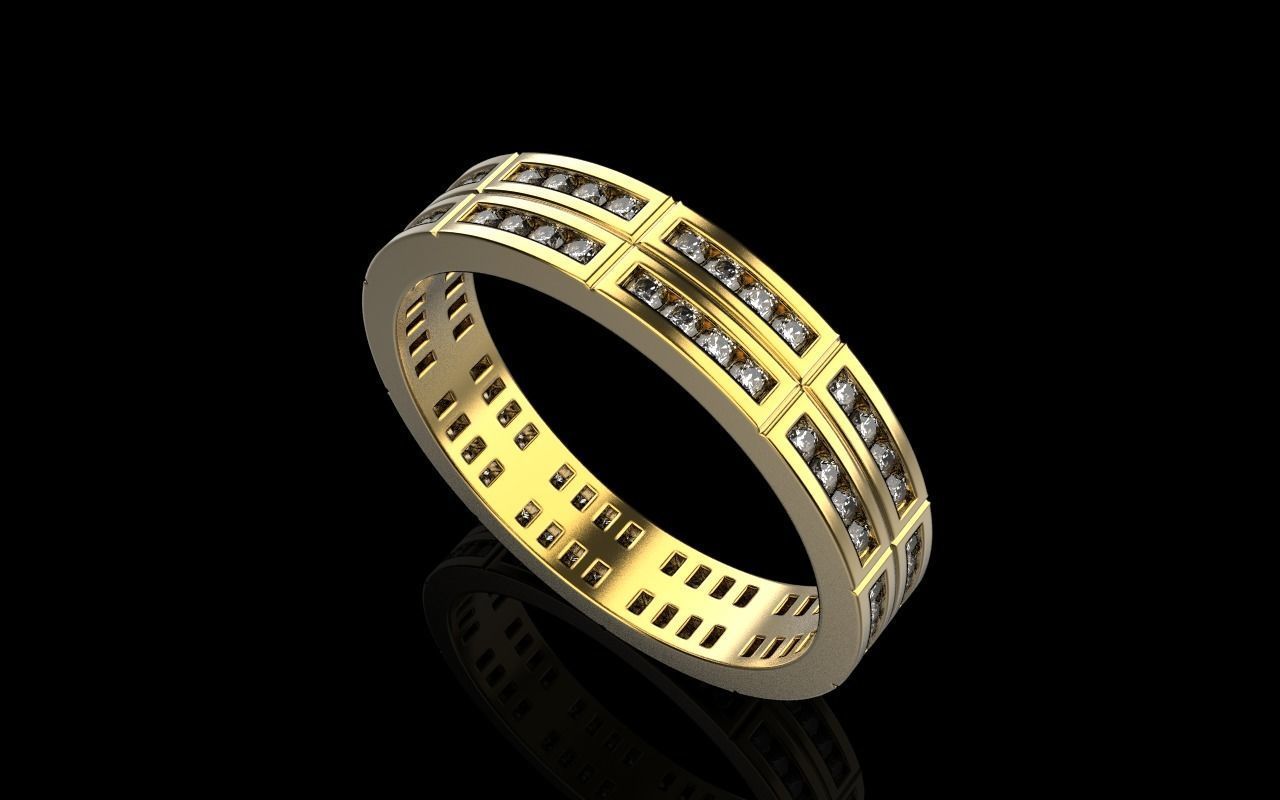 Channel set wedding ring model 844 3D print model_10