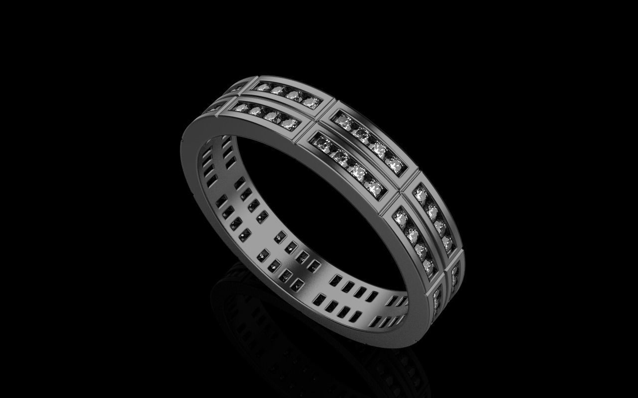 Channel set wedding ring model 844 3D print model_7