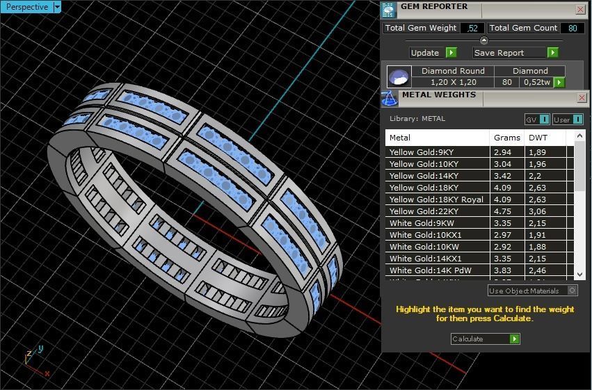 Channel set wedding ring model 844 3D print model_4