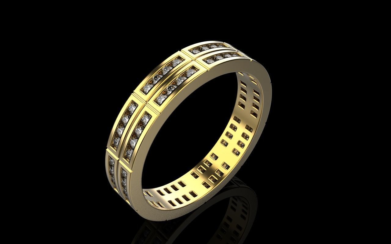 Channel set wedding ring model 844 3D print model_21