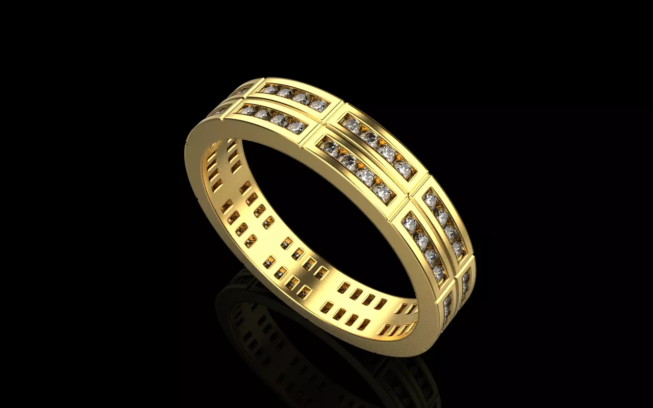 Channel set wedding ring model 844 3D print model_0