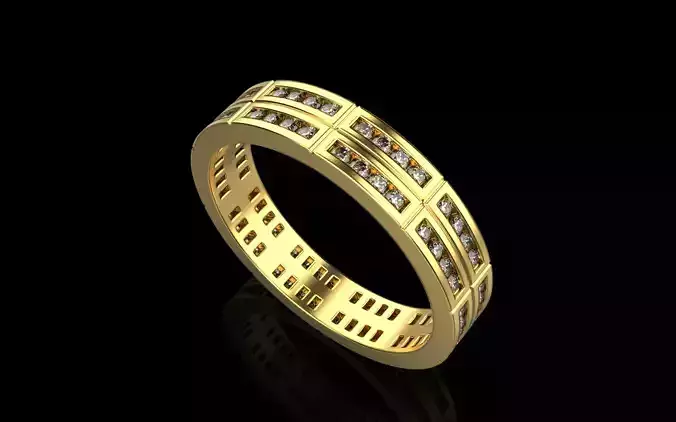 Channel set wedding ring model 844 3D print model