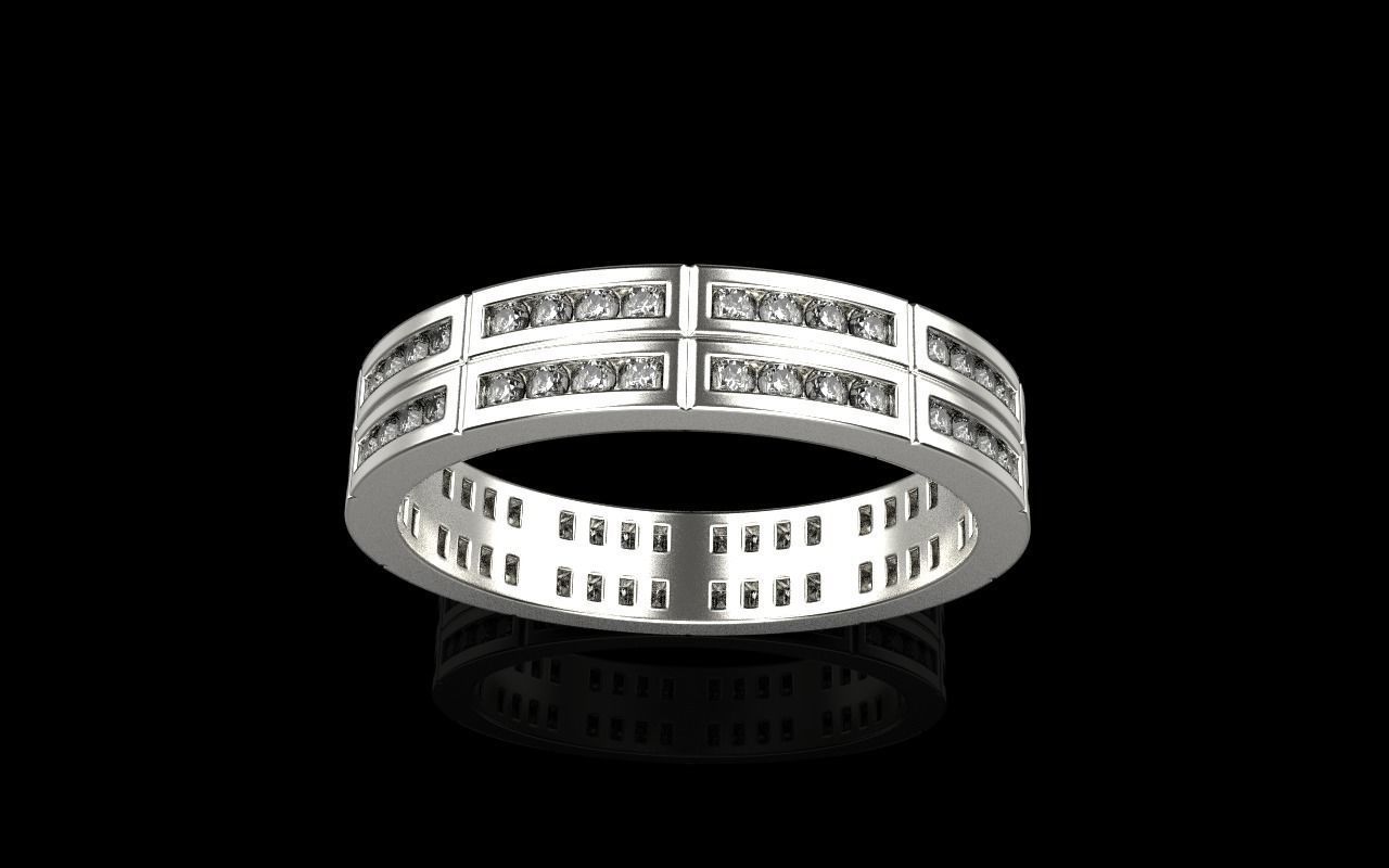 Channel set wedding ring model 844 3D print model_16