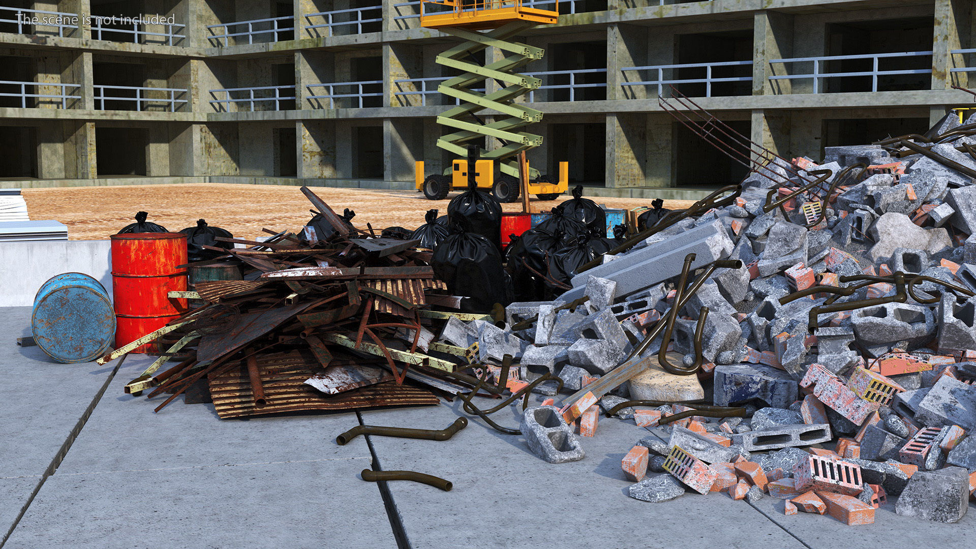 Large Pile of Construction Waste 3D model