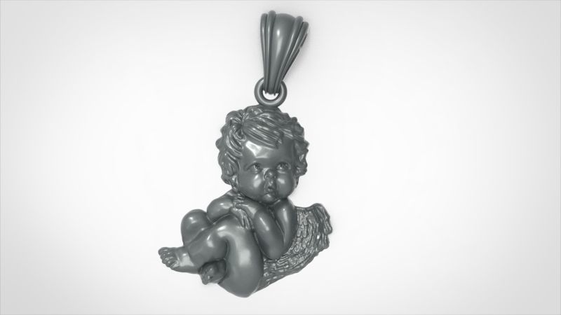 Vintage Cherub Baby Angel Heaven Wings Necklace Jewelry 3D print model_12