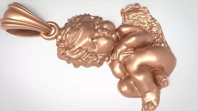 Vintage Cherub Baby Angel Heaven Wings Necklace Jewelry 3D print model_0