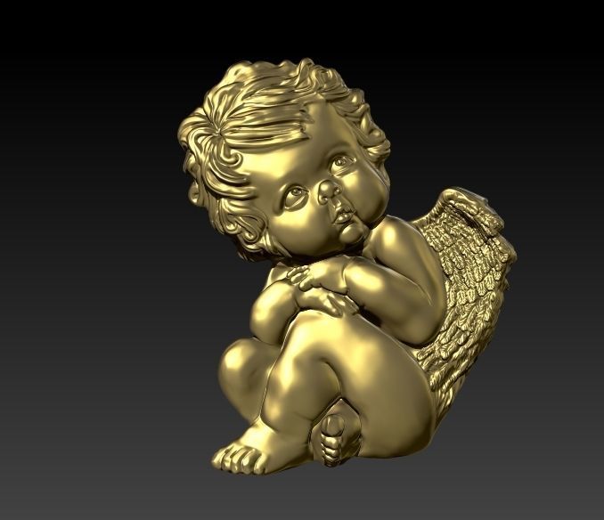 Vintage Cherub Baby Angel Heaven Wings Necklace Jewelry 3D print model_2