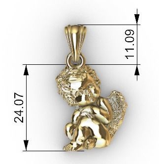 Vintage Cherub Baby Angel Heaven Wings Necklace Jewelry 3D print model_5