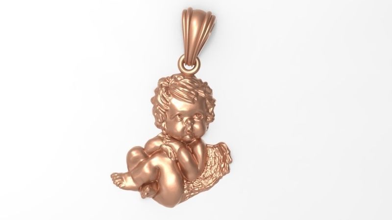 Vintage Cherub Baby Angel Heaven Wings Necklace Jewelry 3D print model_7