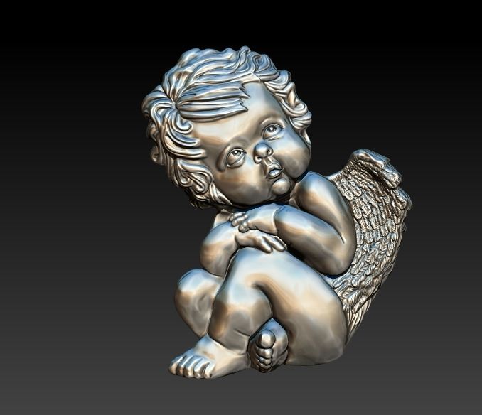 Vintage Cherub Baby Angel Heaven Wings Necklace Jewelry 3D print model_4