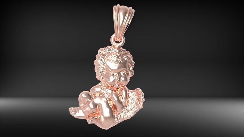 Vintage Cherub Baby Angel Heaven Wings Necklace Jewelry 3D print model_8