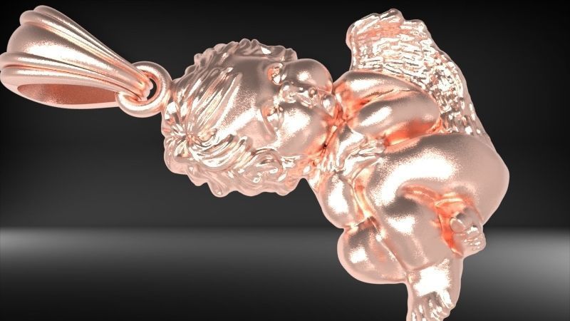 Vintage Cherub Baby Angel Heaven Wings Necklace Jewelry 3D print model_18