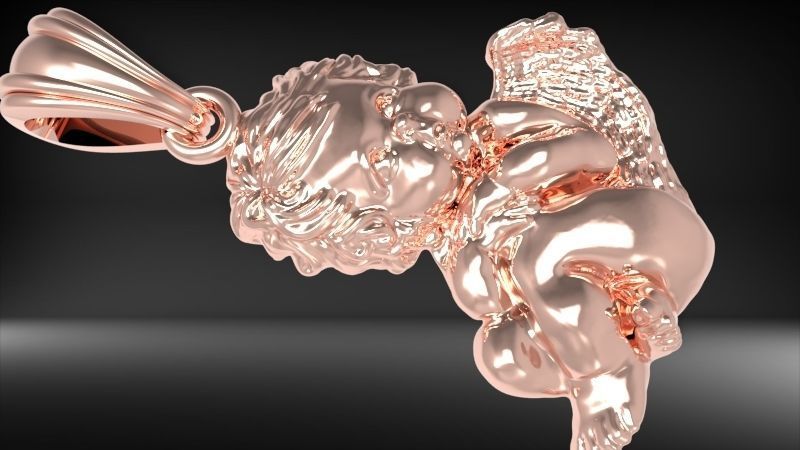 Vintage Cherub Baby Angel Heaven Wings Necklace Jewelry 3D print model_19