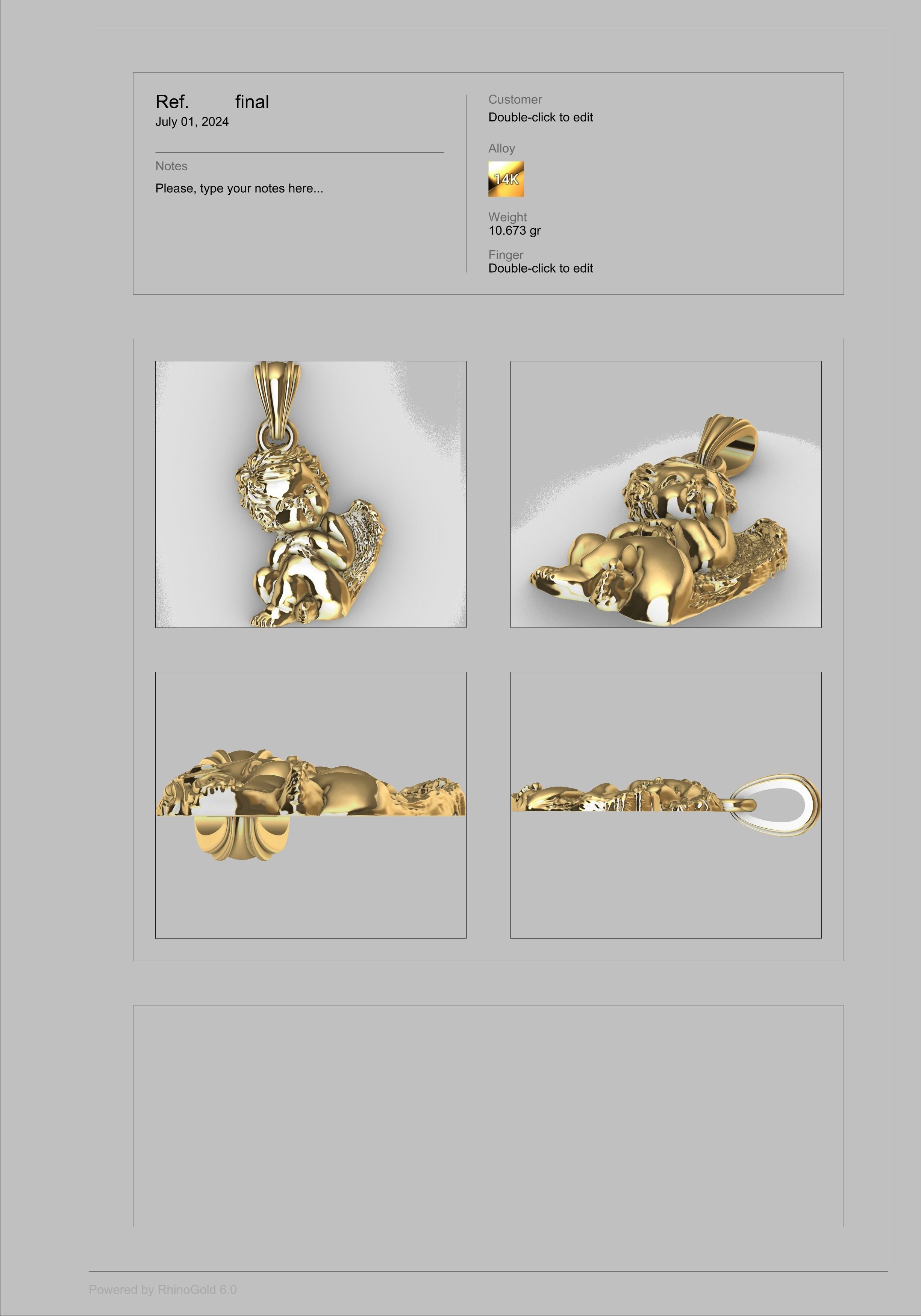 Vintage Cherub Baby Angel Heaven Wings Necklace Jewelry 3D print model_23