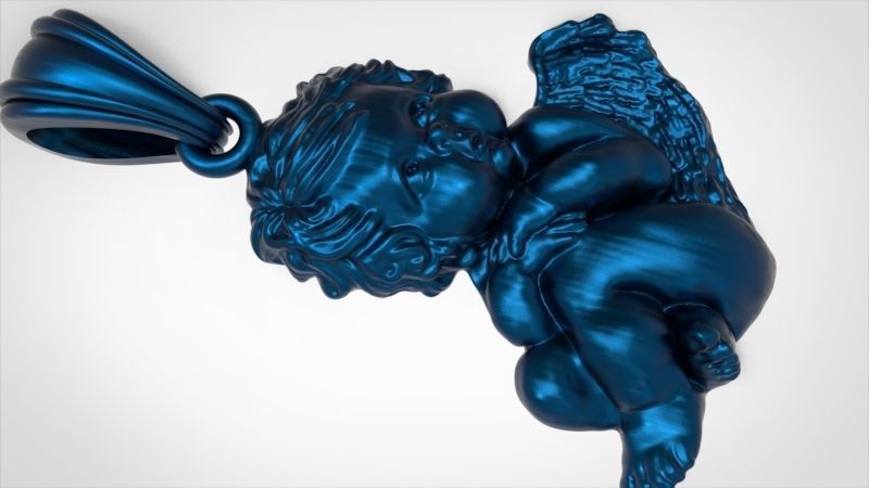 Vintage Cherub Baby Angel Heaven Wings Necklace Jewelry 3D print model_22