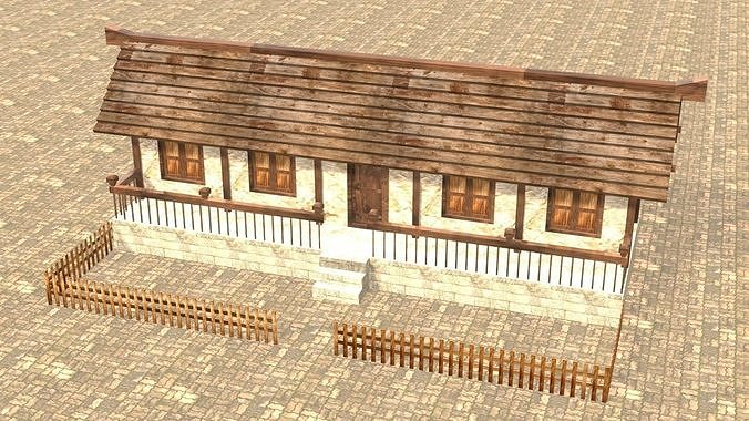 Medieval house thirteen 10 Low-poly 3D model 4