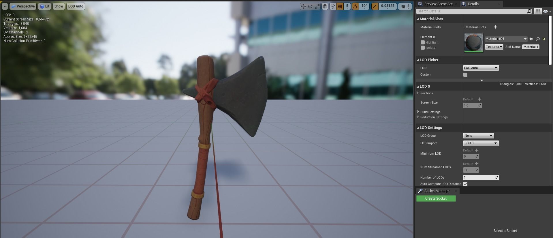 Stylized Stone Axe Low-poly 3D model_1