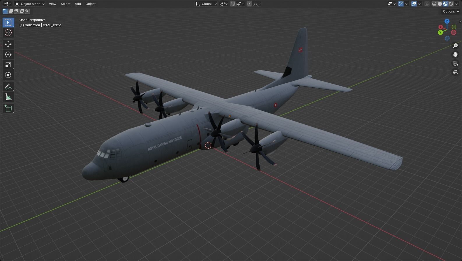 Lockheed C-130J-30 Static RDAF and template Low-poly 3D model_13